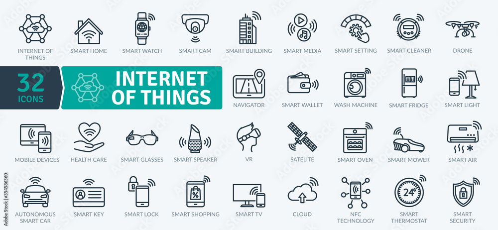 Internet Of Things icons Pack. Thin line Collection Smart Technology ...