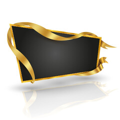 Wall Mural - gold billboard and gold ribbon
