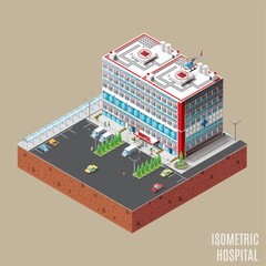 Poster - Isometric hospital building