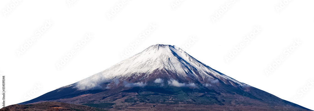 Mount Fuji isolated on white background easy to remove. It is the highest volcano in Japan. - obrazy, fototapety, plakaty 