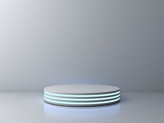 Aufkleber - Neon product podium isolated on gray background with shadows 3D rendering