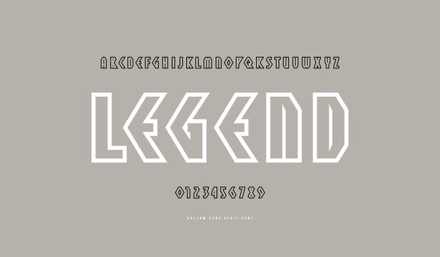Hollow geometric sans serif font in viking style