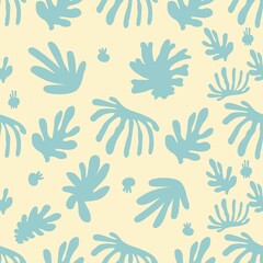 Canvas Print - Exotic leaves creative background. Contemporary seamless pattern. Matisse inspired shapes pattern.