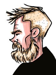 Sticker - handsome young bearded man in profile
