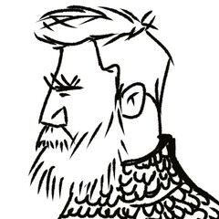 Sticker - young handsome brutal bearded man in profile