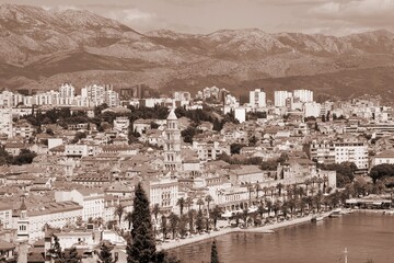 Wall Mural - Split, Croatia. Sepia toned vintage filter photo.