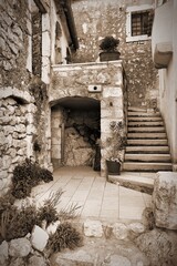 Wall Mural - Croatia Old Town. Sepia toned vintage filter photo.