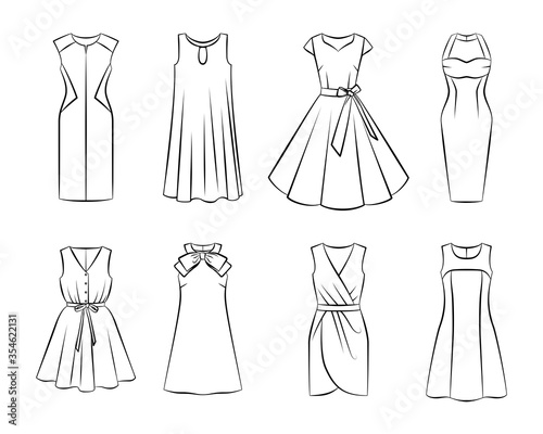 Fotomural Collection of woman fashion dress