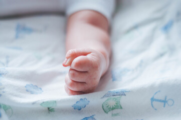 little baby hand. newborn boy