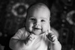© Anhelina  - portrait of a little boy. cute baby. three month old boy smiling. baby with a pacifier