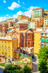 Fototapete - Multi-level achitecture in Genoa old town, Italy