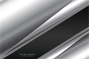 Wall Mural -  Metallic of gray with carbon fiber dark space technology concept vector illustration