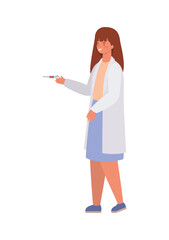 Wall Mural - Woman doctor with uniform and injection vector design