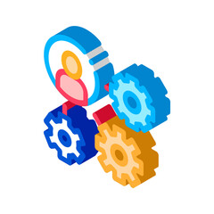 Sticker - Gear Mechanism And Man Silhouette Agile vector isometric sign. color isolated symbol illustration