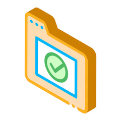 Poster - Computer Folder With Approved Mark vector isometric sign. color isolated symbol illustration
