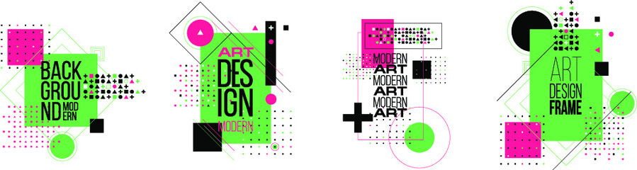 Poster - vector illustration. A minimalistic hipster colored frame design. Vector line gradient halftone. frame for text Modern Art graphics. design business cards, invitations, gift cards, flyers ,brochures