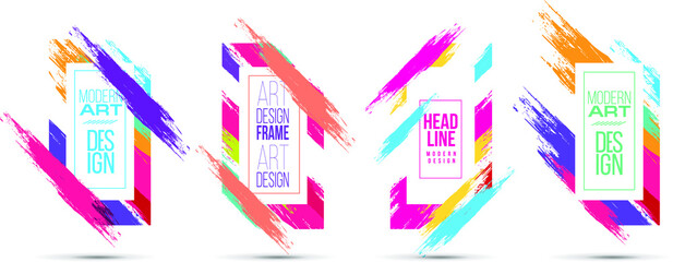 Poster - vector frame for text modern art graphics for hipsters . dynamic frame stylish geometric black backg