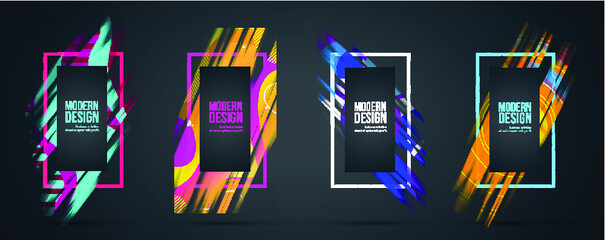 Fototapete - Vector frame for text Modern Art graphics for hipsters . dynamic frame stylish geometric black background with gold. element for design business cards, invitations, gift cards, flyers and brochures