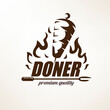 doner kebab emblem template, stylized vector symbol