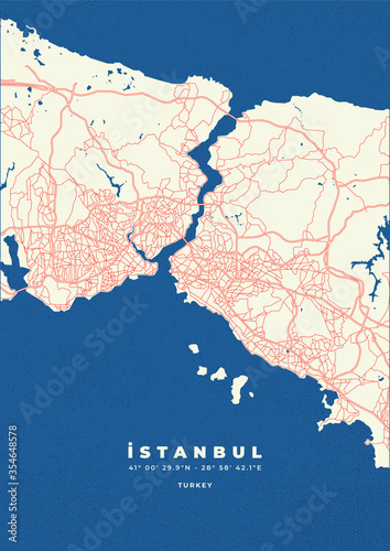 Fotografía Istanbul city map vector poster