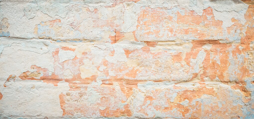 Wall Mural - Old shabby painted brickwork background