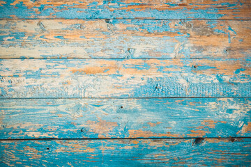 Wall Mural - old shabby painted blue boards, wooden background