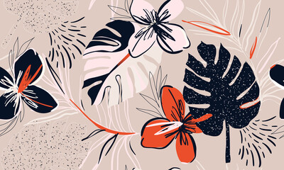 Trendy contemporary floral seamless pattern. Fashionable template for design. 