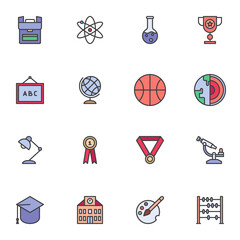 Aufkleber - science, education filled outline icons set, line vector symbol collection, linear colorful pictogra