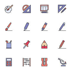 Aufkleber - stationery filled outline icons set, line vector symbol collection, linear colorful pictogram pack. 