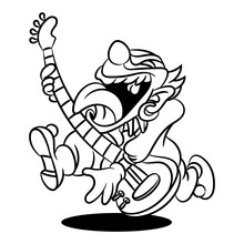 Modern Jester Playing An Electric Guitars And Scream Best For Rock Band Concert Stickers Or T Shirt Design Coloring Book Cartoon Vector