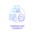 Working time flexibility blue gradient concept icon. Freelancer benefit. Time management. Remote position for company idea thin line illustration. Vector isolated outline RGB color drawing