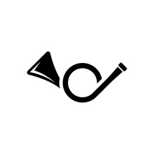 Post Horn, Music Brass Instrument, Trumpet. Flat Vector Icon Illustration. Simple Black Symbol On White Background. Post Horn, Music Brass Instrument Sign Design Template For Web And Mobile UI Element