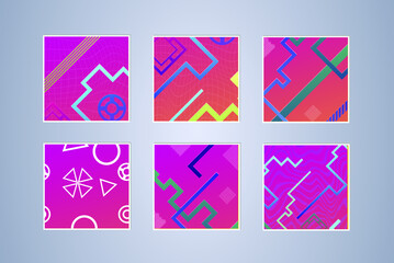 Fototapete - Set of modern abstract backgrounds with gradient linear waves. Simply geometric template for design