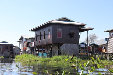 Canvas Print - Village flottant au lac Inle, Myanmar