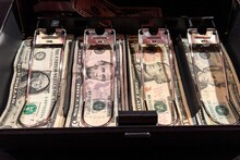 Cash Drawer Full Of American Money 