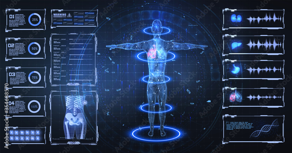 Head Up Display (HUD) UI,GUI for medical app. Futuristic virtual ...
