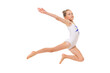© Ivan Traimak - Beautiful girl gymnast in tights do some exercises isolated on white background