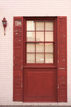 Old And Rustic Red Wooden Door