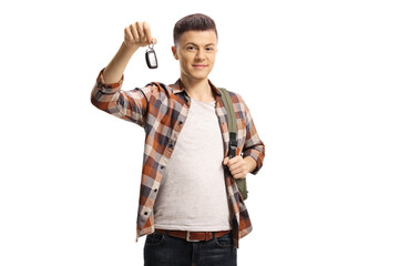 Sticker - Male student holding a car key