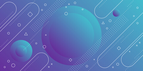 Wall Mural - Modern abstract background with memphis elements in dark blue gradients and retro themed for posters, banners and website landing pages.