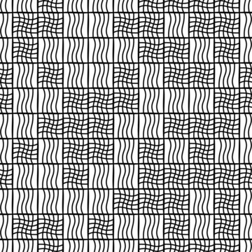 Seamless pattern with horizontal and vertical wavy black segments