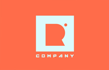 Sticker - white orange R alphabet letter logo icon for business and company with dot design