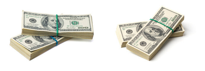 Wall Mural - American dollars on white background