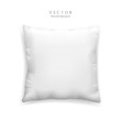 © MarySan - Clean white pillow mockup isolated on white background, vector illustration in realistic style. Square cushion for relaxation and sleep template.