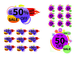 Set of sale tags isolated on white. Black friday sale. Vector illustration.