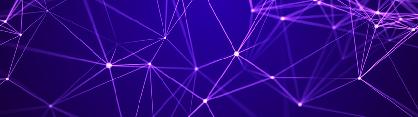 Wall Mural - Digital plexus of glowing lines and dots. Abstract background. 3D rendering. Network or connection. 3d rendering.