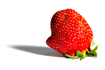 One strawberry berry isolated on a white background close-up