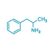 amphetamine chemical formula doodle icon, vector illustration