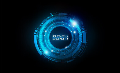 abstract futuristic technology background with digital number timer concept and countdown, vector il