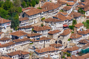 Traditional houses in Berat aka city of thousand windows in Albania